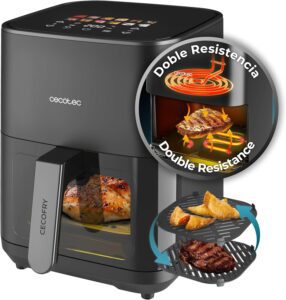 Cecotec Freidora de Aire sin Aceite de 4L con Doble Resistencia, Plancha, Grill
